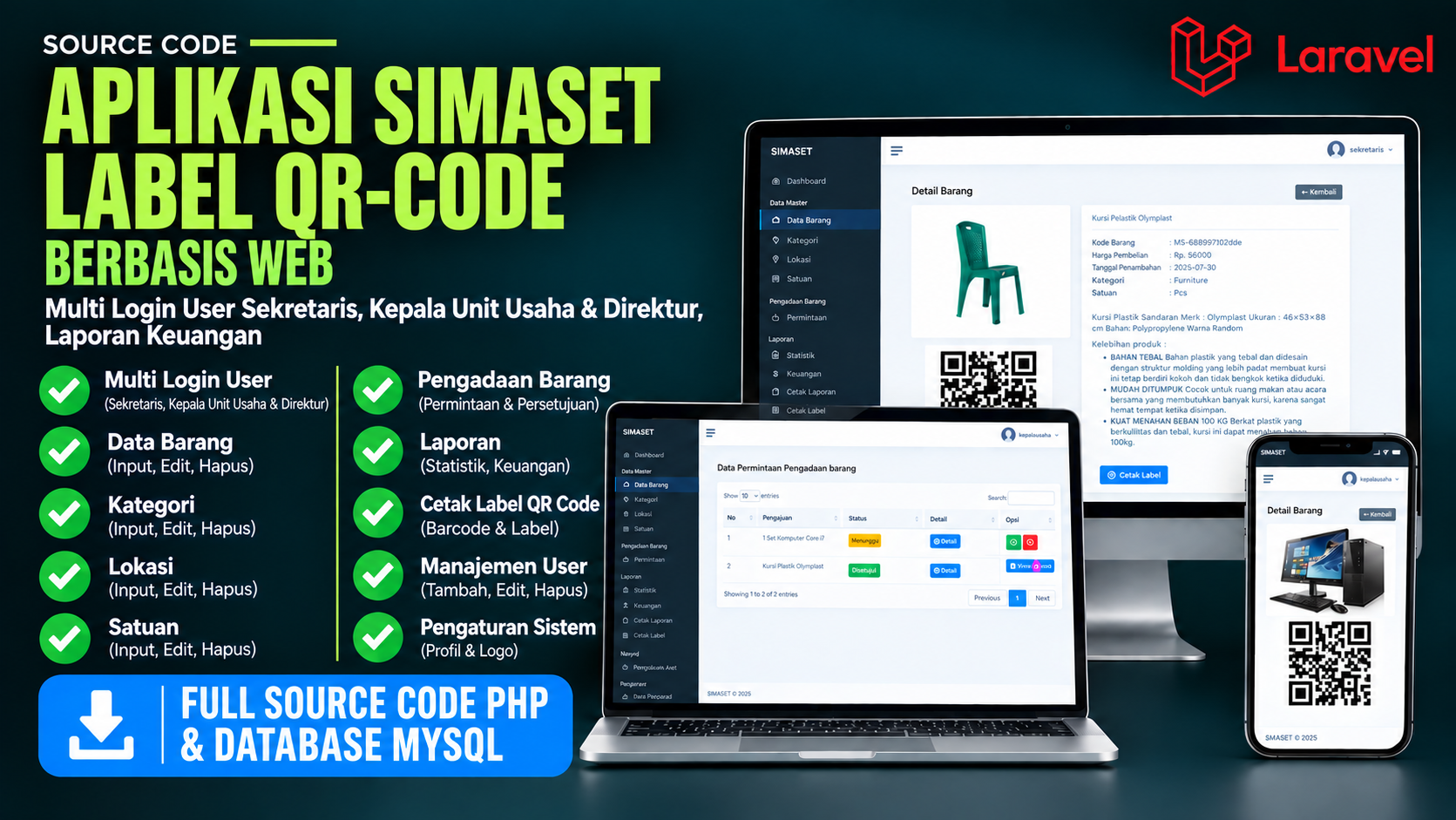 Source Code Website SIMASET Laravel | Sistem Informasi Manajemen Aset Desa, BUMDES Multi User