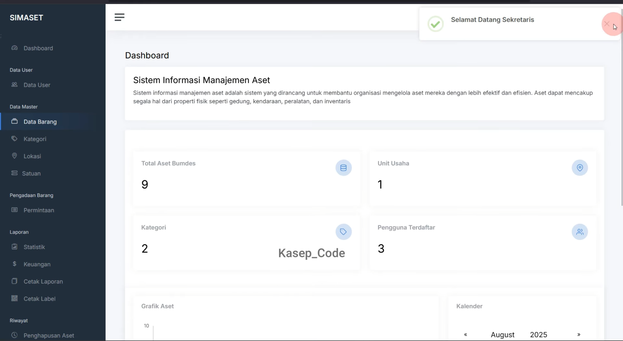 Source Code Website SIMASET Laravel | Sistem Informasi Manajemen Aset Desa, BUMDES Multi User