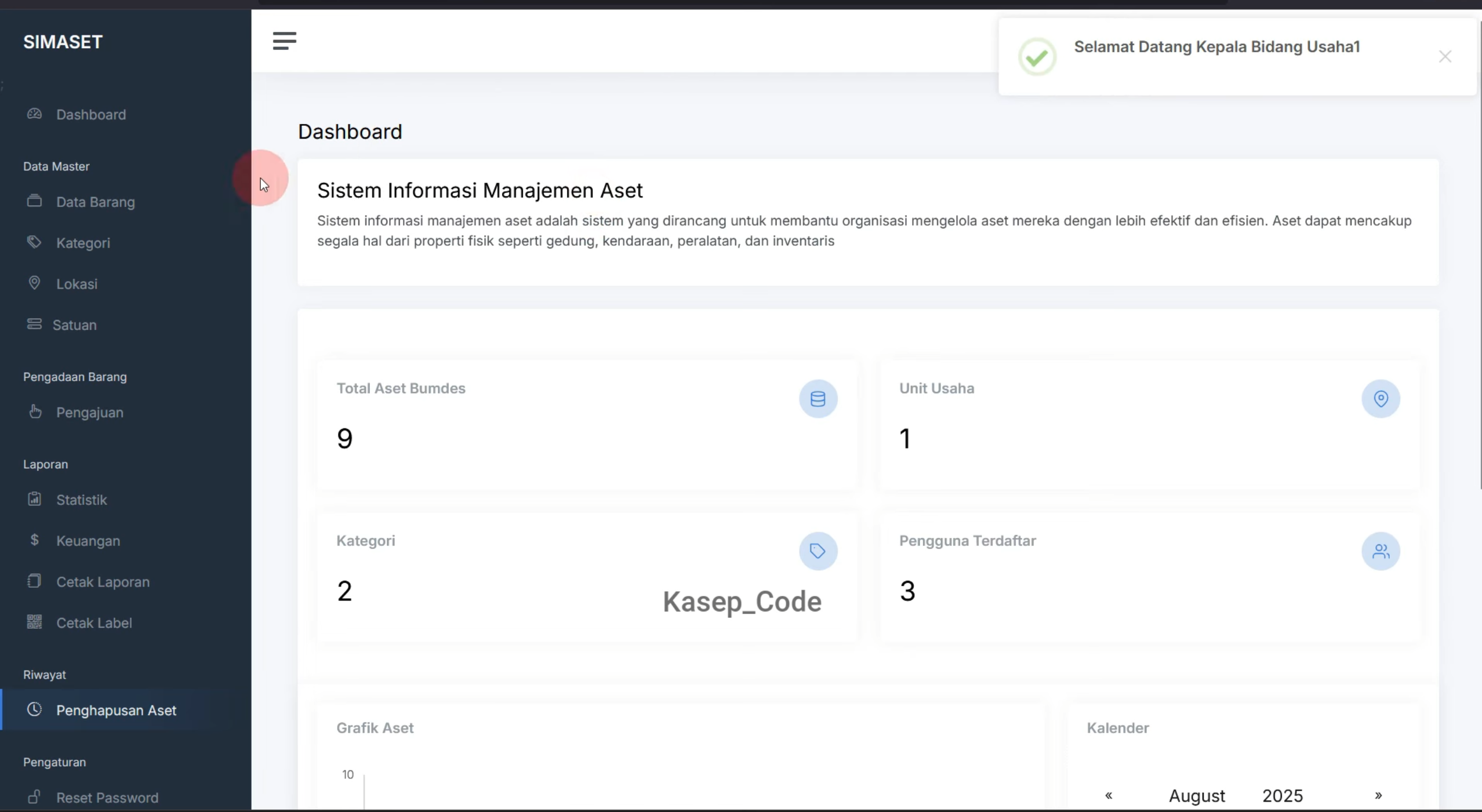 Source Code Website SIMASET Laravel | Sistem Informasi Manajemen Aset Desa, BUMDES Multi User