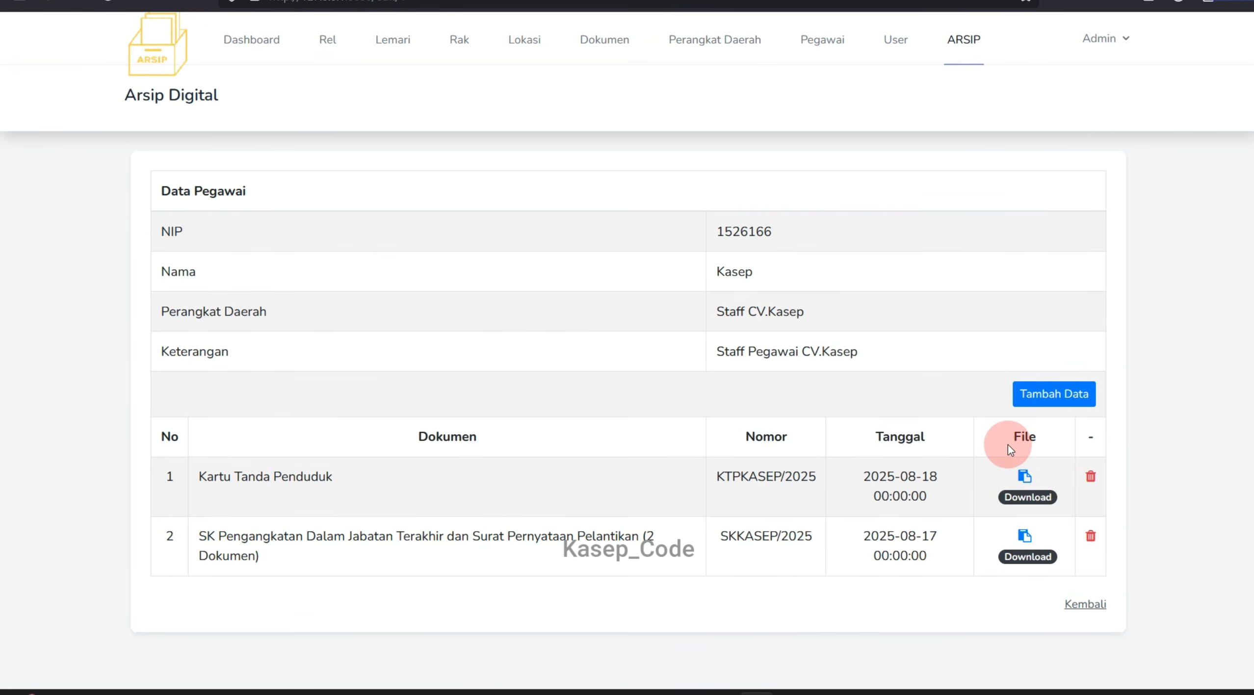 Source Code Website E-Arsip Pegawai Laravel | Aplikasi Arsip Online Berbasis Web dengan Laravel