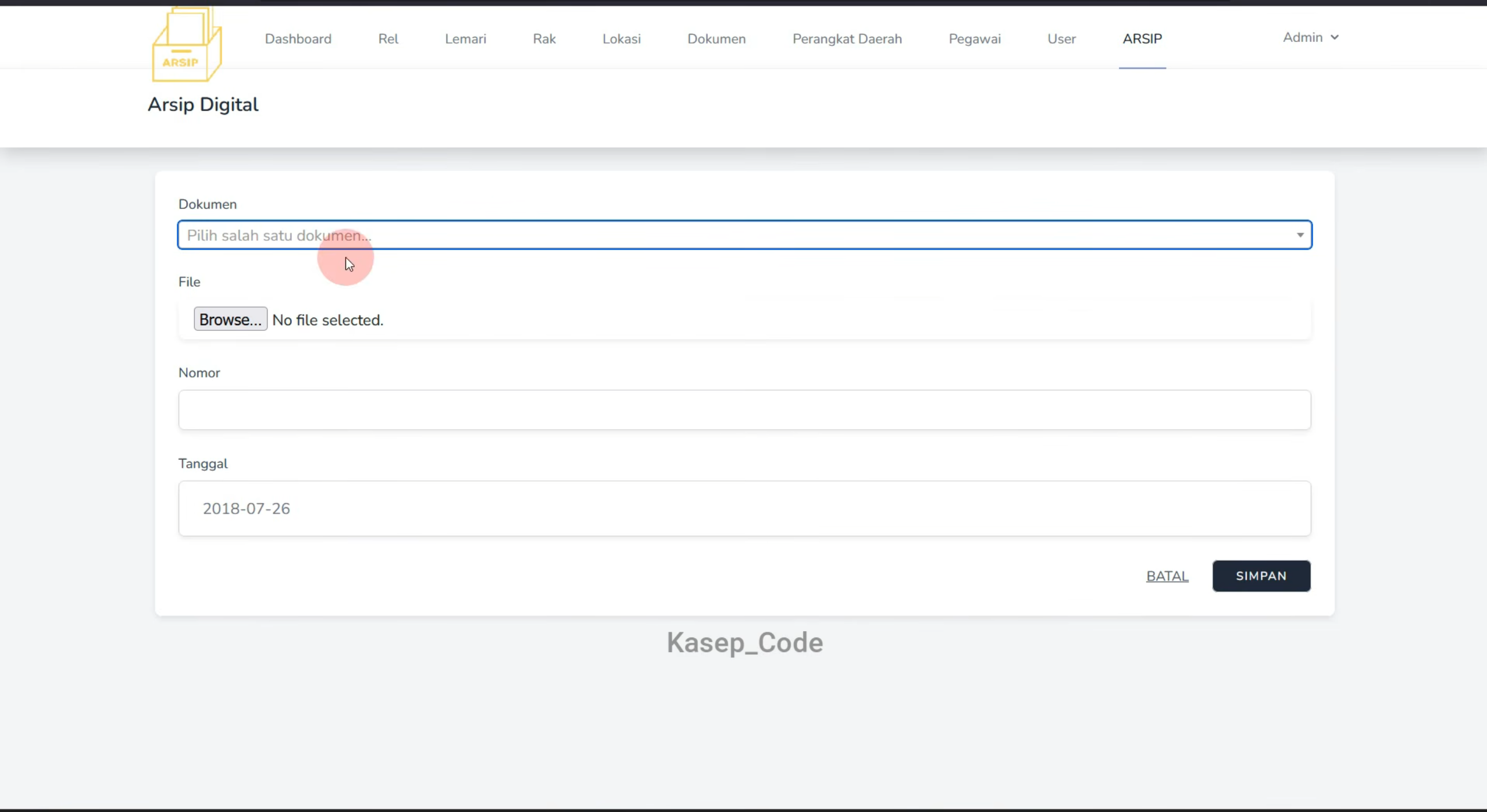 Source Code Website E-Arsip Pegawai Laravel | Aplikasi Arsip Online Berbasis Web dengan Laravel