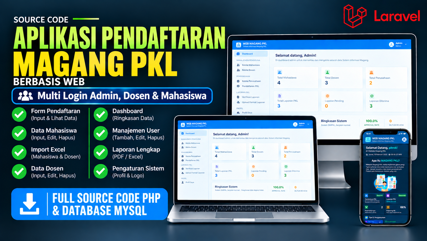 Source Code Aplikasi Pendaftaran Magang PHP MySQL | Download Source Code Website Magang Online PHP