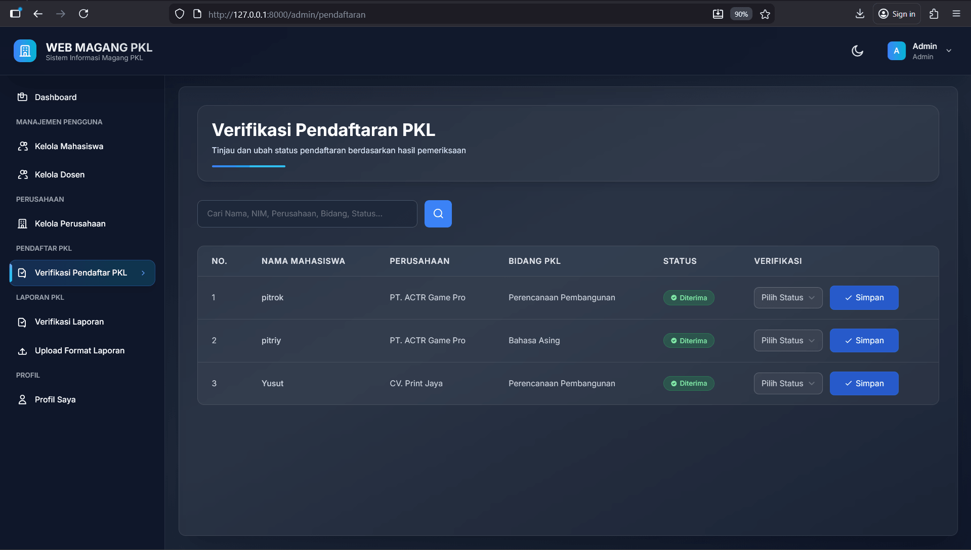Source Code Aplikasi Pendaftaran Magang PHP MySQL | Download Source Code Website Magang Online PHP