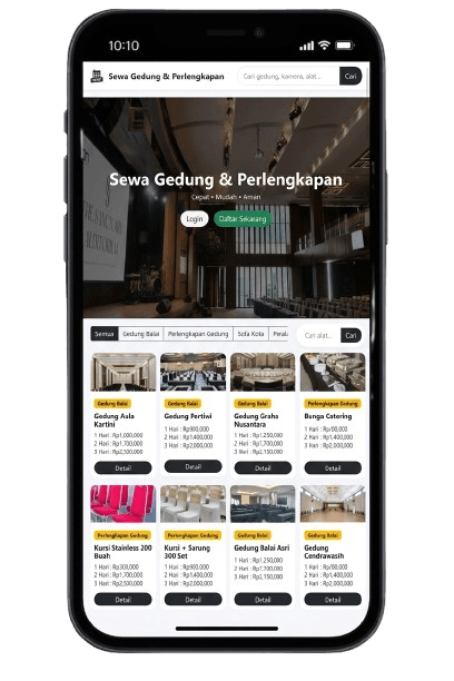 Source Code Website Penyewaan Gedung PHP MySQL | Sistem Booking Online Full Fitur | Aplikasi Sewa