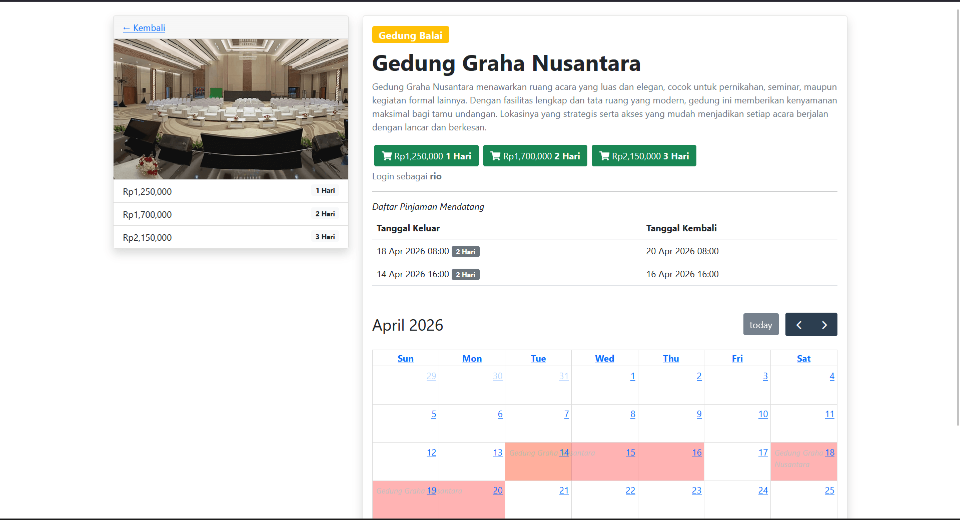 Source Code Website Penyewaan Gedung PHP MySQL | Sistem Booking Online Full Fitur | Aplikasi Sewa
