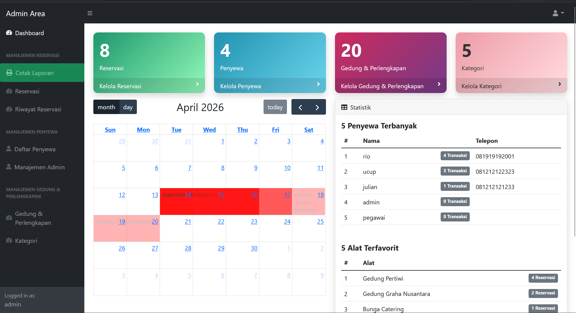 Source Code Website Penyewaan Gedung PHP MySQL | Sistem Booking Online Full Fitur | Aplikasi Sewa