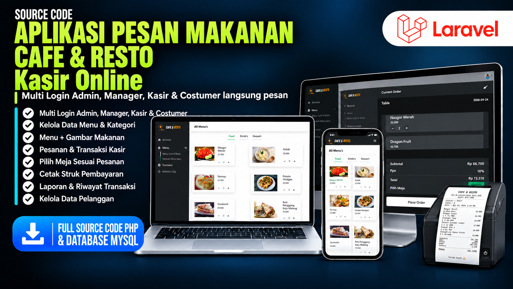 Source Code Aplikasi Pesan Makanan Resto | Source Code Aplikasi Kasir Online Restoran & Cafe