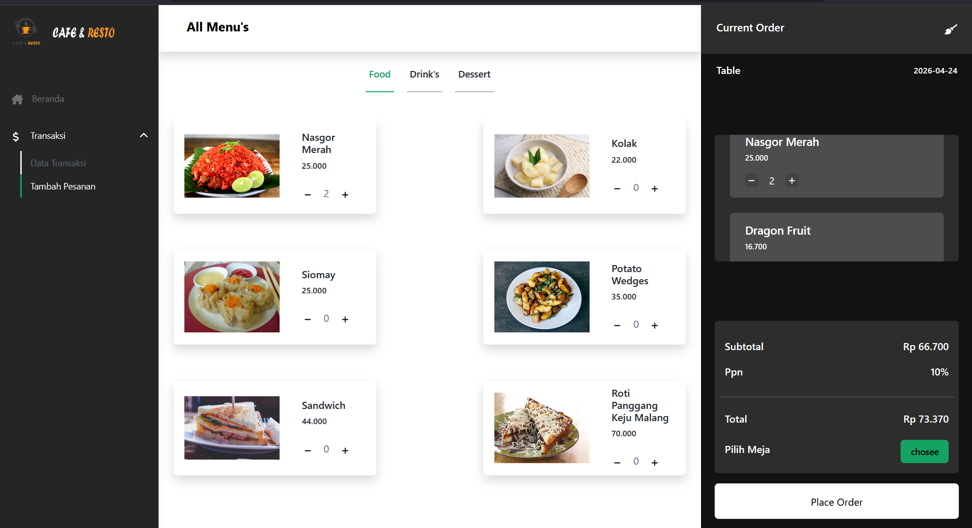 Source Code Aplikasi Pesan Makanan Resto | Source Code Aplikasi Kasir Online Restoran & Cafe
