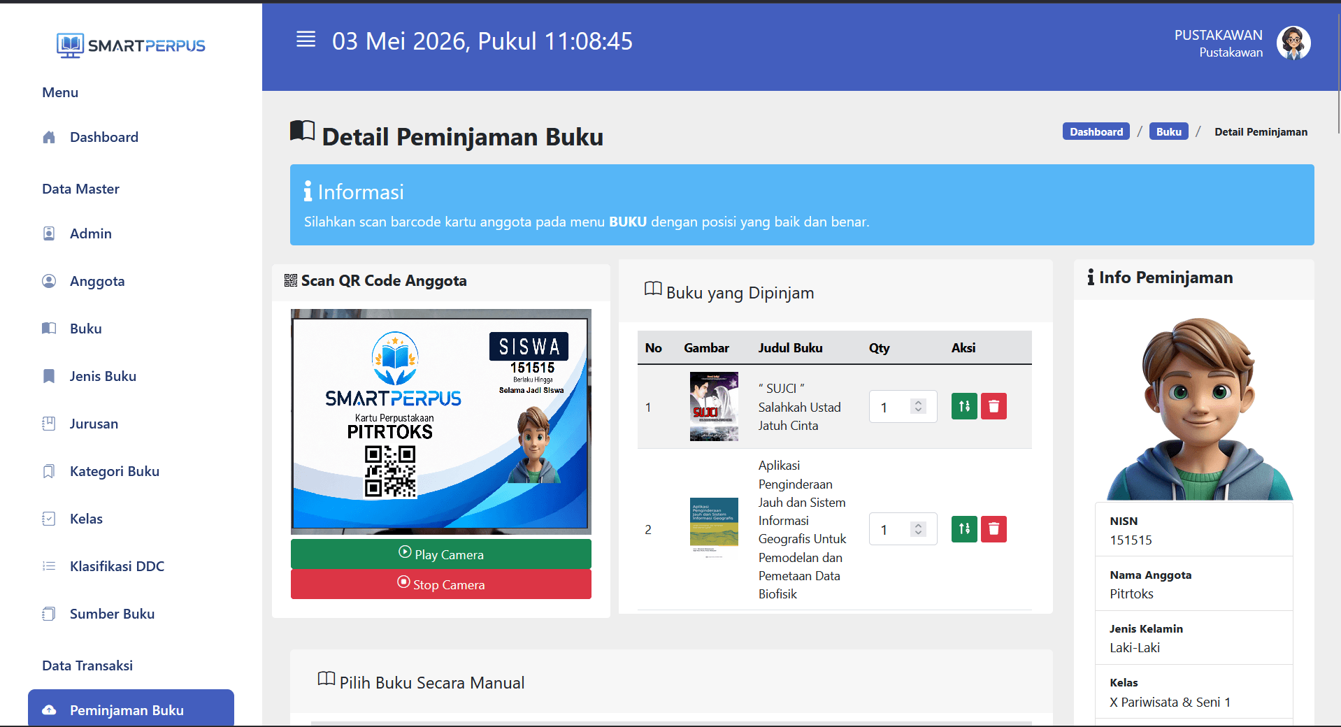 Source Code Aplikasi Perpustakaan Berbasis Web+Scan Barcode & Absen Pengunjung |Perpustakaan Digital
