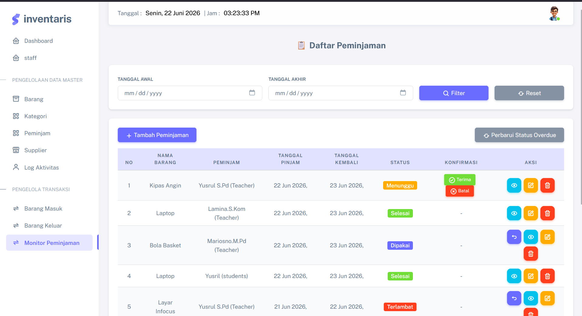 Source Code Website Inventaris Barang | Inventaris Peminjaman Barang | Aplikasi Inventaris Sekolah