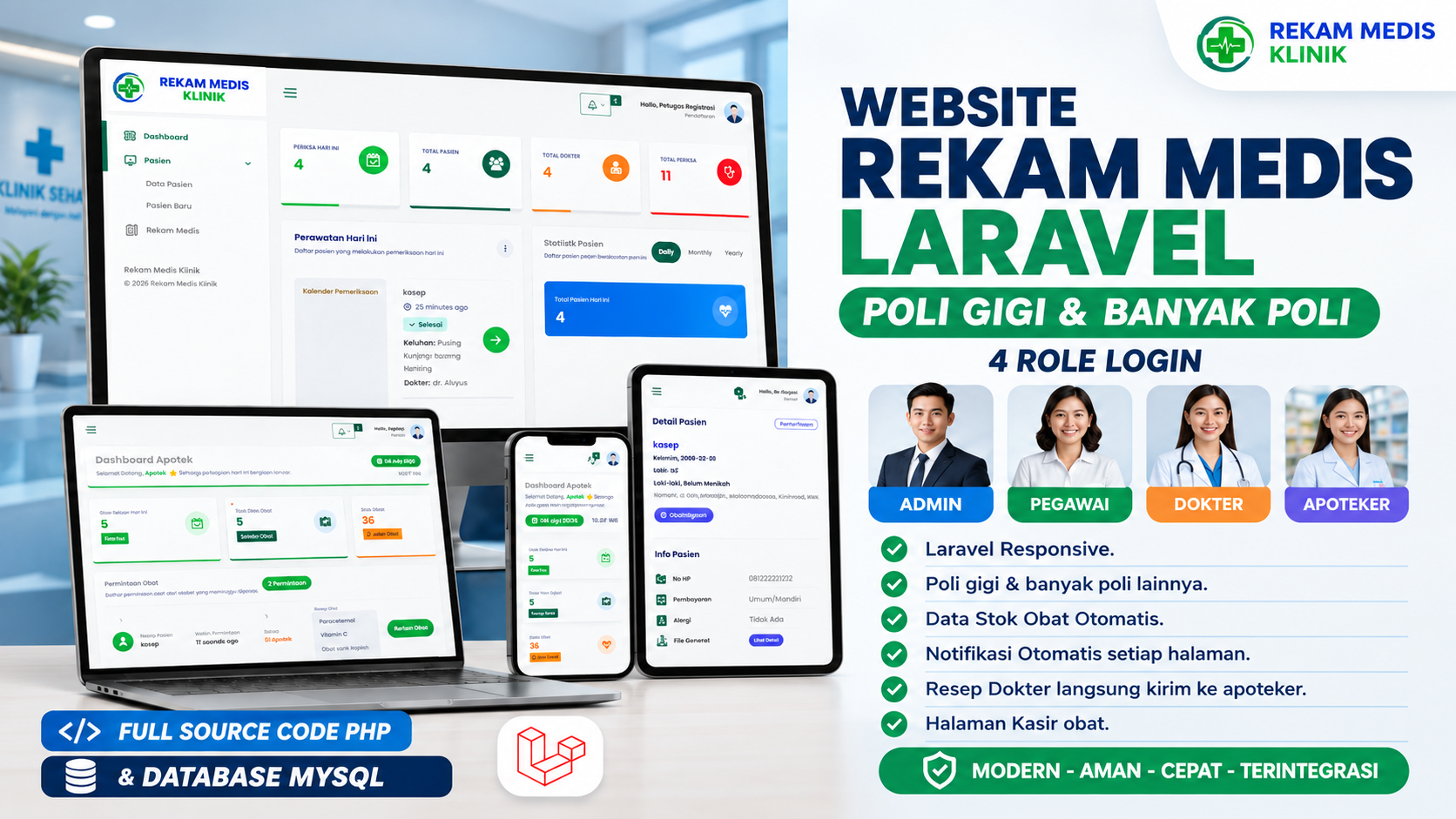 Source Code Website Rekam Medis Laravel (RME) | Source Code Aplikasi Klinik Gigi | Web Dental Clinic