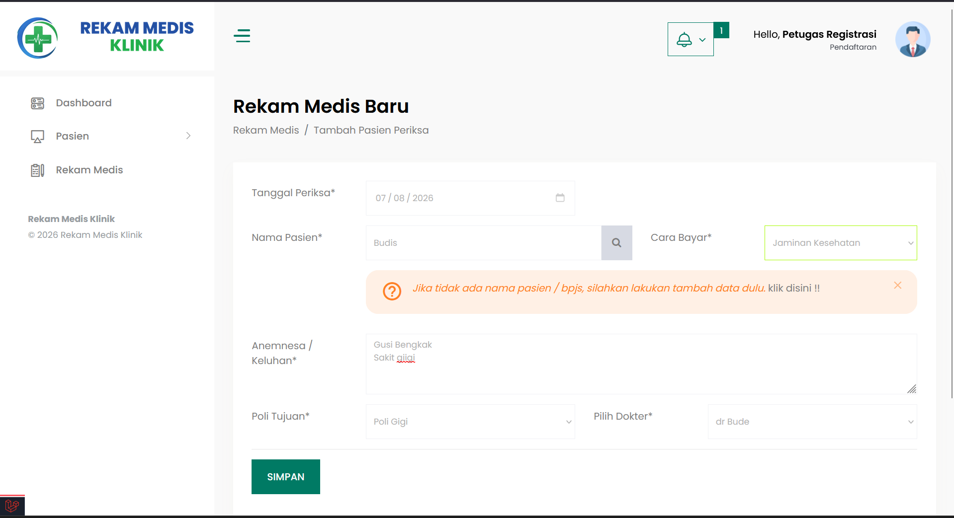 Source Code Website Rekam Medis Laravel (RME) | Source Code Aplikasi Klinik Gigi | Web Dental Clinic