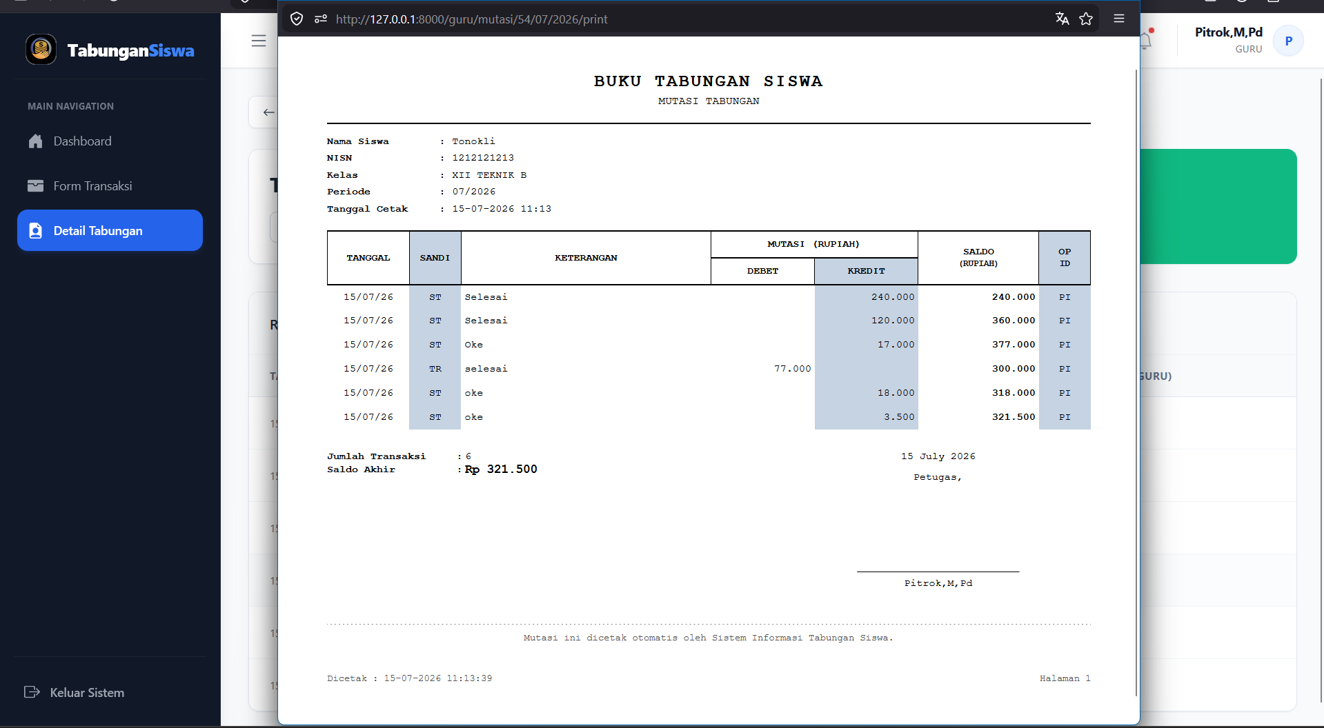 Source Code Aplikasi Tabungan Siswa Berbasis Web Laravel| Source Code Website Tabungan Siswa Digital