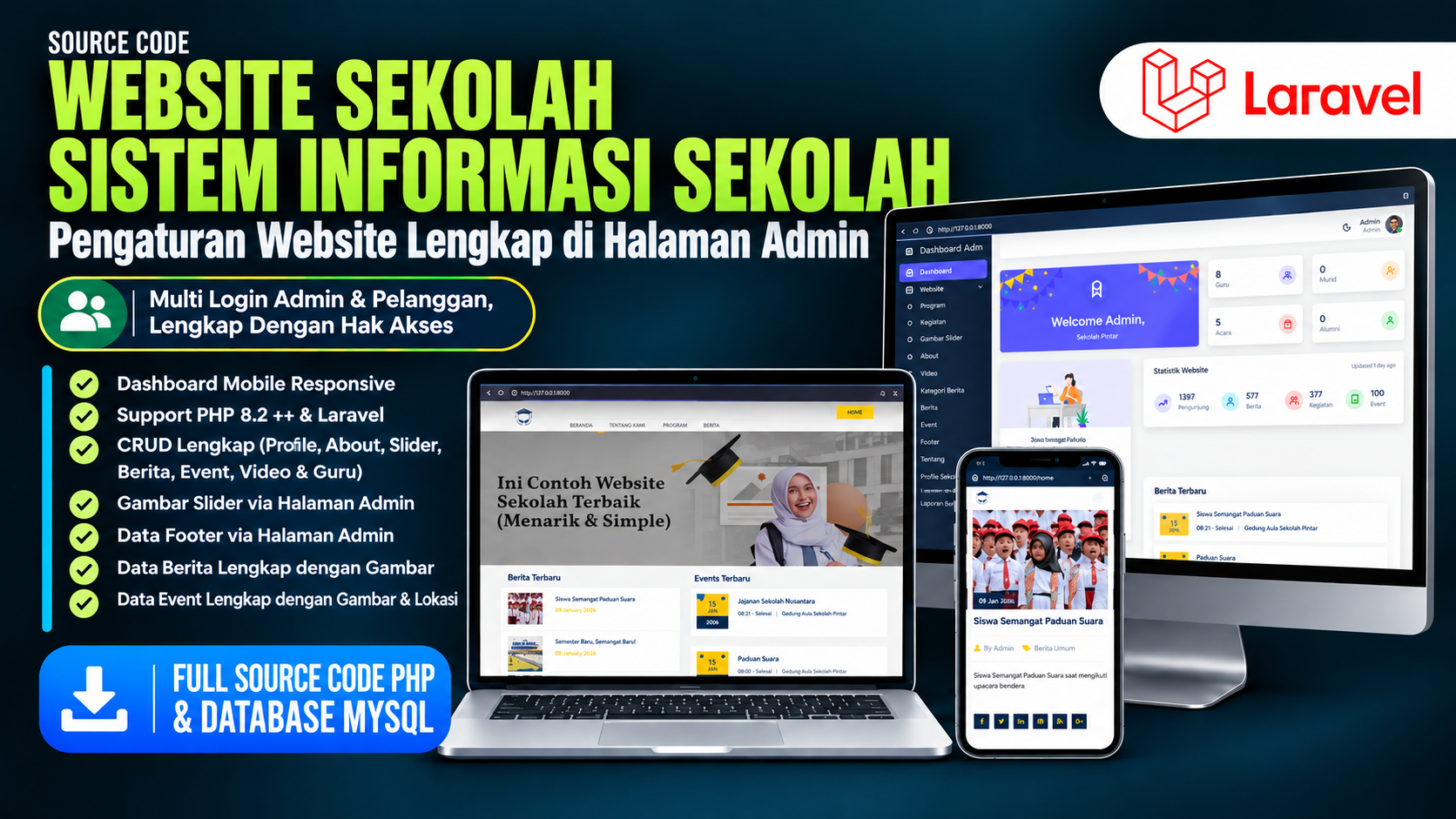 Source Code Website Sekolah Full Fitur | Download Source Code Sistem Informasi Sekolah Laravel