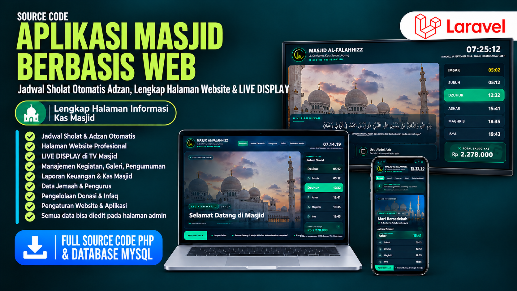 Download Source Code Aplikasi Masjid | Sistem Informasi Masjid | Aplikasi Jadwal Sholat & Keuangan