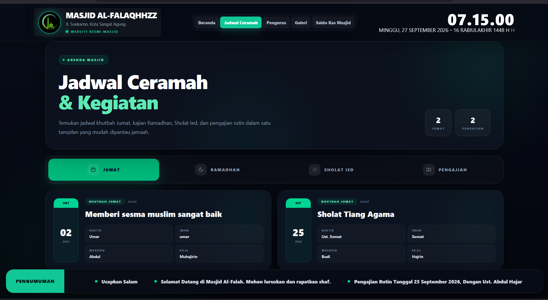 Download Source Code Aplikasi Masjid | Sistem Informasi Masjid | Aplikasi Jadwal Sholat & Keuangan