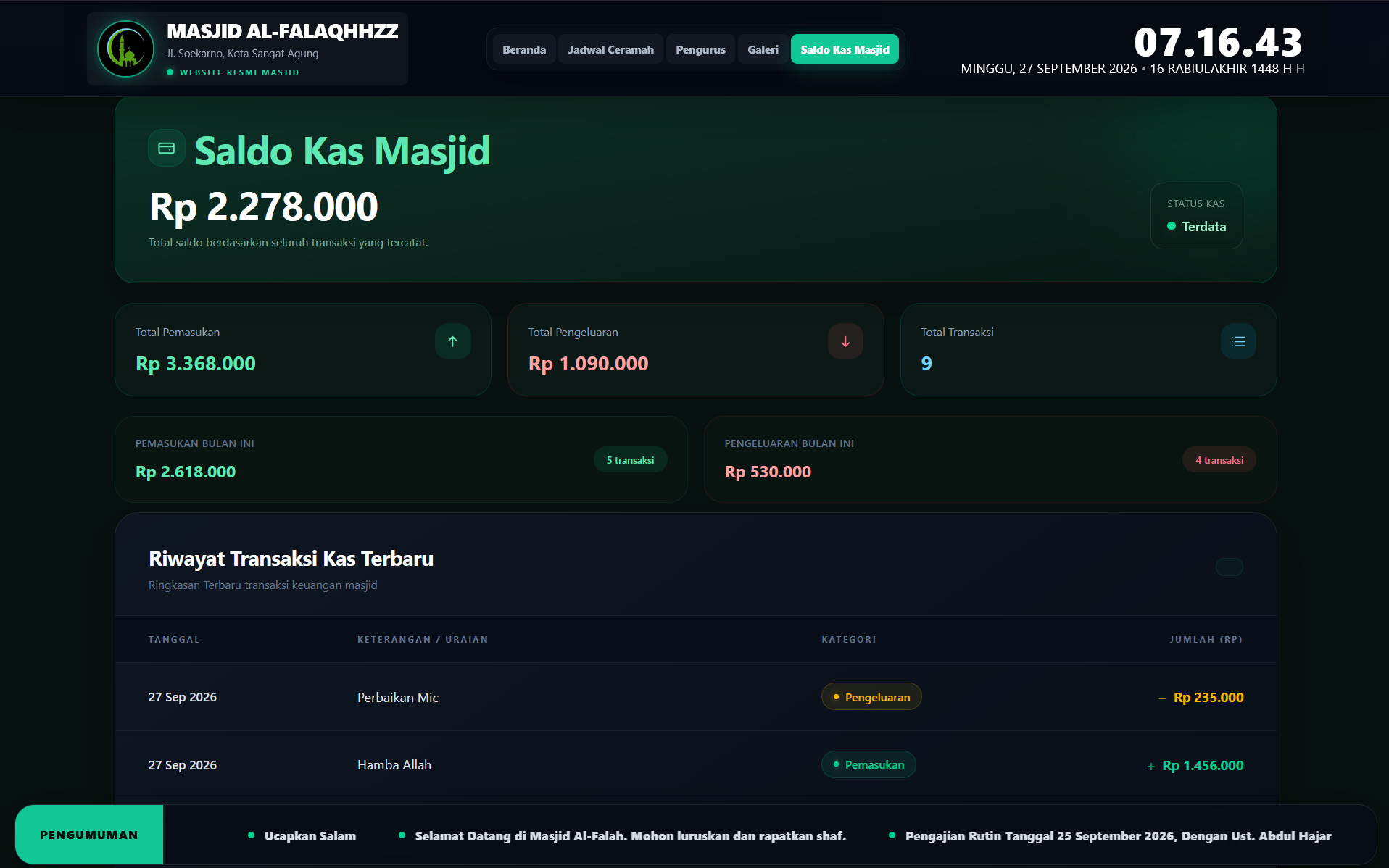 Download Source Code Aplikasi Masjid | Sistem Informasi Masjid | Aplikasi Jadwal Sholat & Keuangan