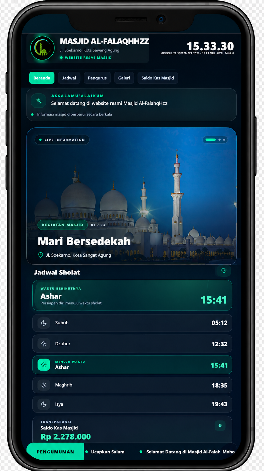 Download Source Code Aplikasi Masjid | Sistem Informasi Masjid | Aplikasi Jadwal Sholat & Keuangan