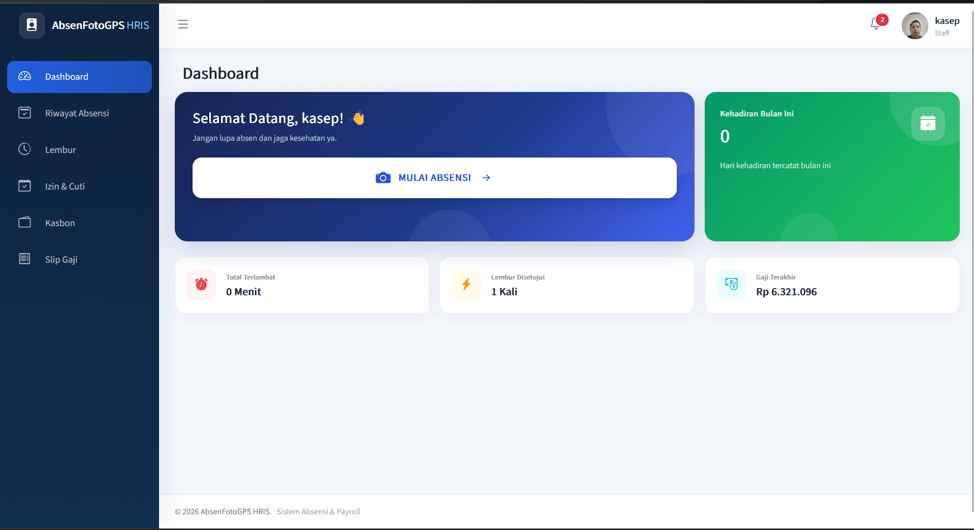 Source Code Aplikasi Absensi Online Face Recognition + GPS | Selfie, Lembur & Gaji | Aplikasi HRIS | Aplikasi Absensi Pengenalan Wajah