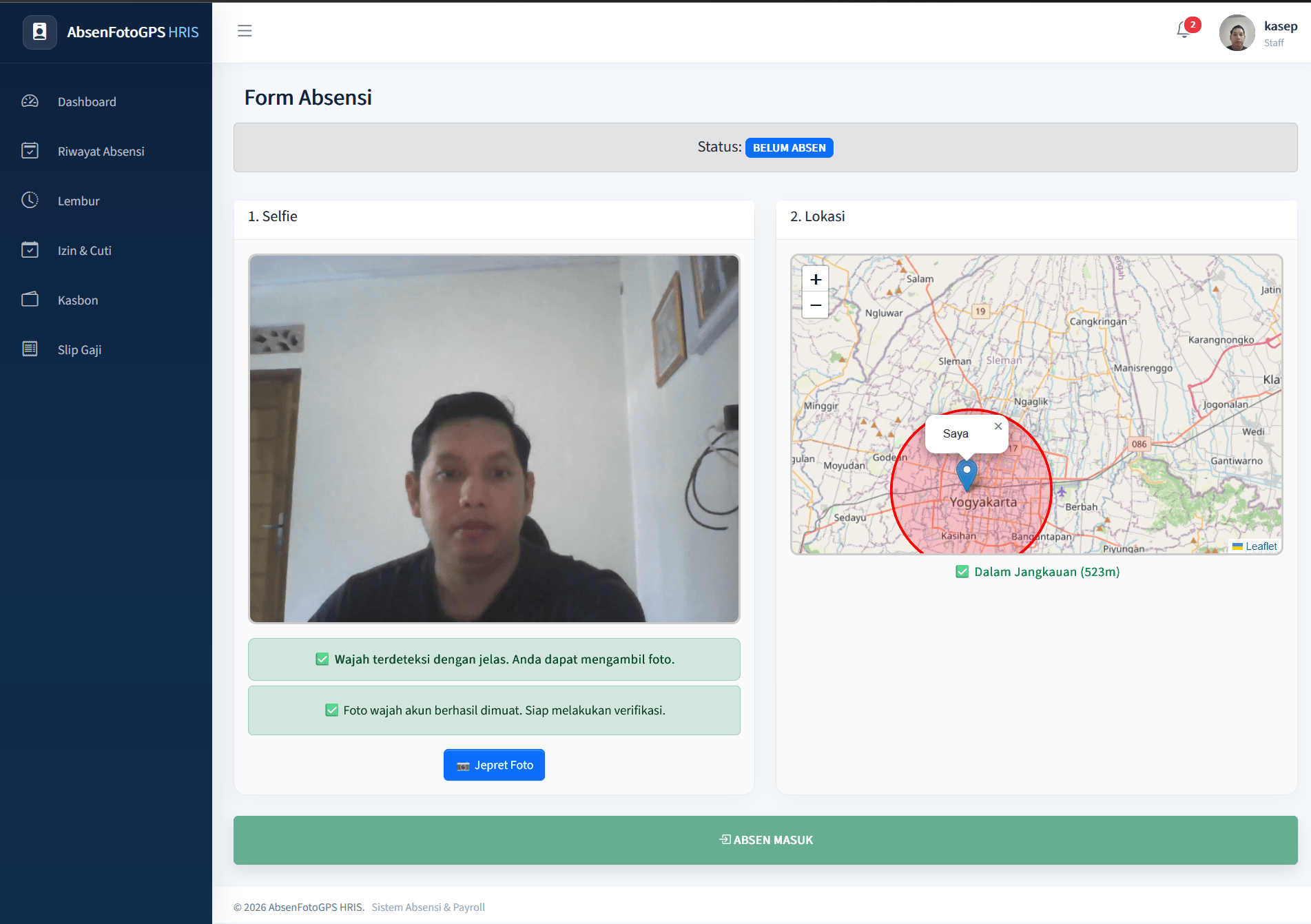 Source Code Aplikasi Absensi Online Face Recognition + GPS | Selfie, Lembur & Gaji | Aplikasi HRIS | Aplikasi Absensi Pengenalan Wajah