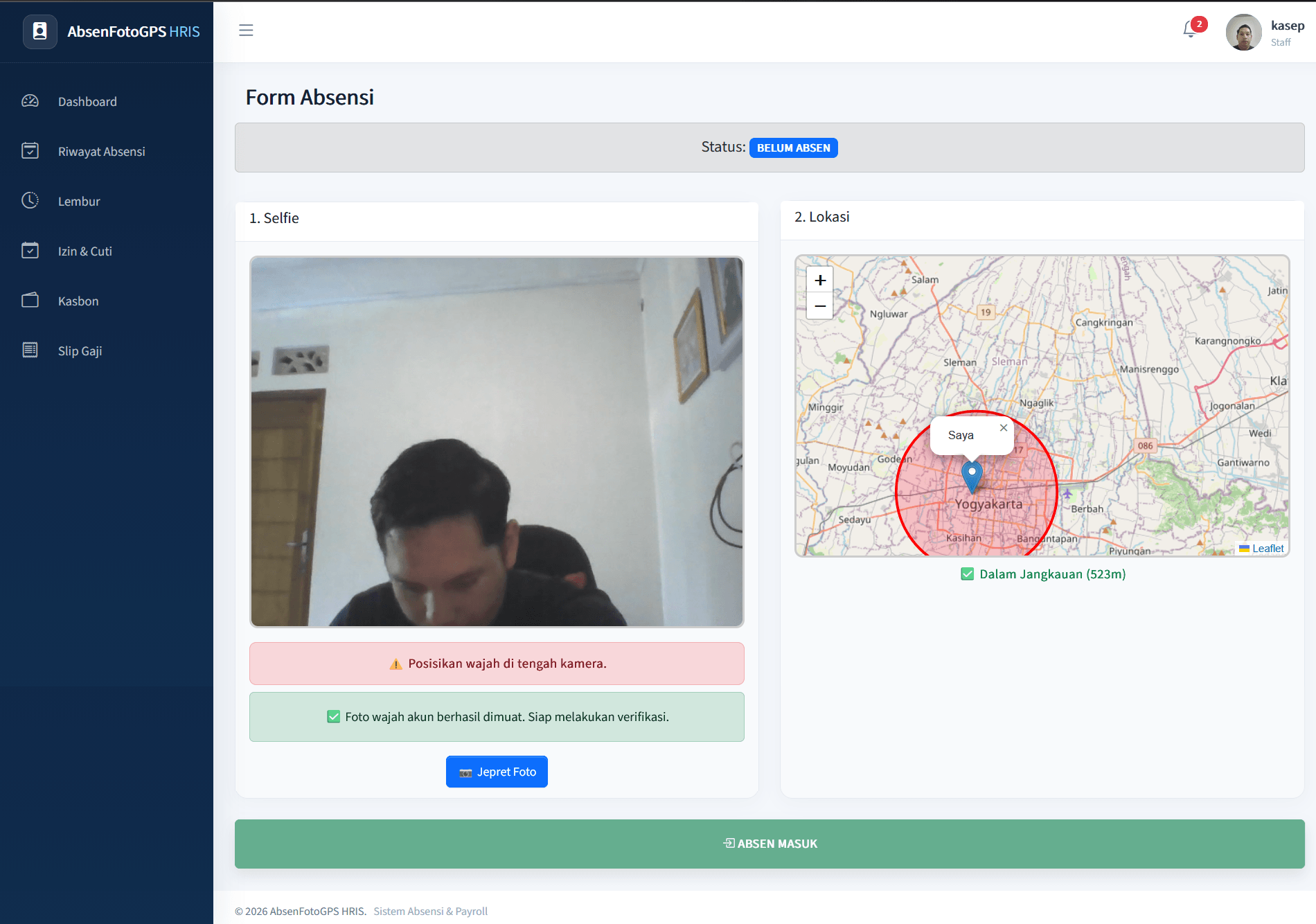 Source Code Aplikasi Absensi Online Face Recognition + GPS | Selfie, Lembur & Gaji | Aplikasi HRIS | Aplikasi Absensi Pengenalan Wajah