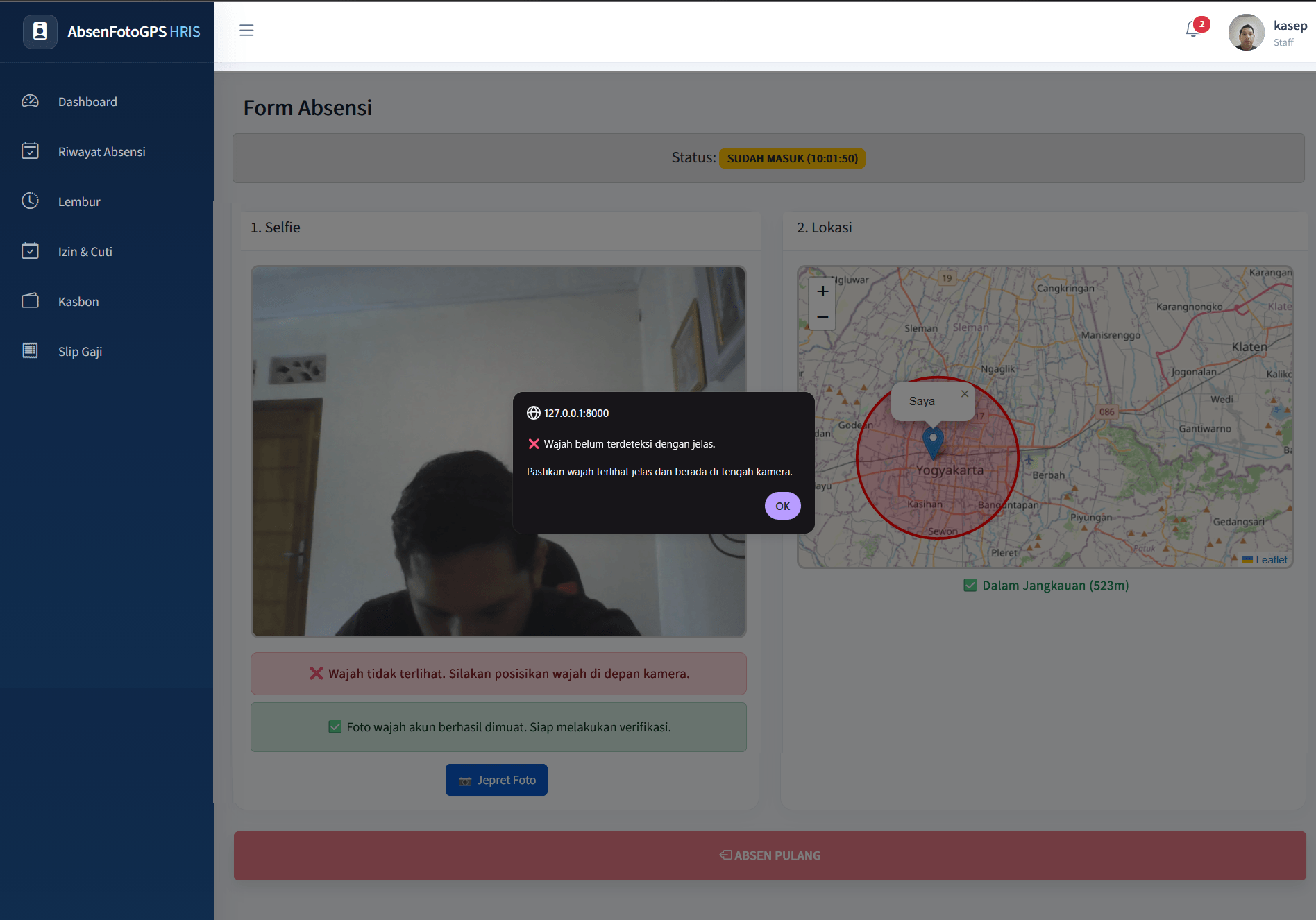 Source Code Aplikasi Absensi Online Face Recognition + GPS | Selfie, Lembur & Gaji | Aplikasi HRIS | Aplikasi Absensi Pengenalan Wajah