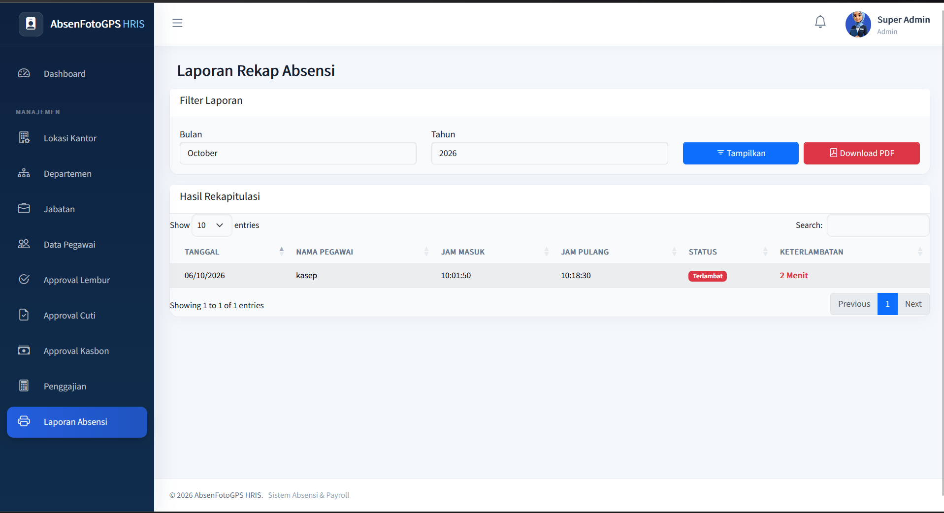 Source Code Aplikasi Absensi Online Face Recognition + GPS | Selfie, Lembur & Gaji | Aplikasi HRIS | Aplikasi Absensi Pengenalan Wajah